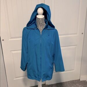 London Fog Teal Hooded Utility Jacket 10